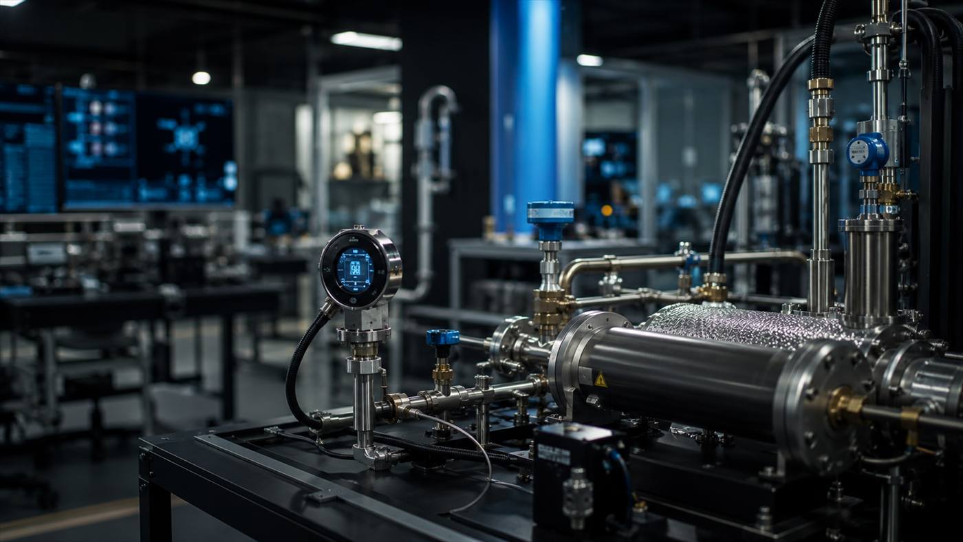 Research laboratory environment with analytical instrumentation.
